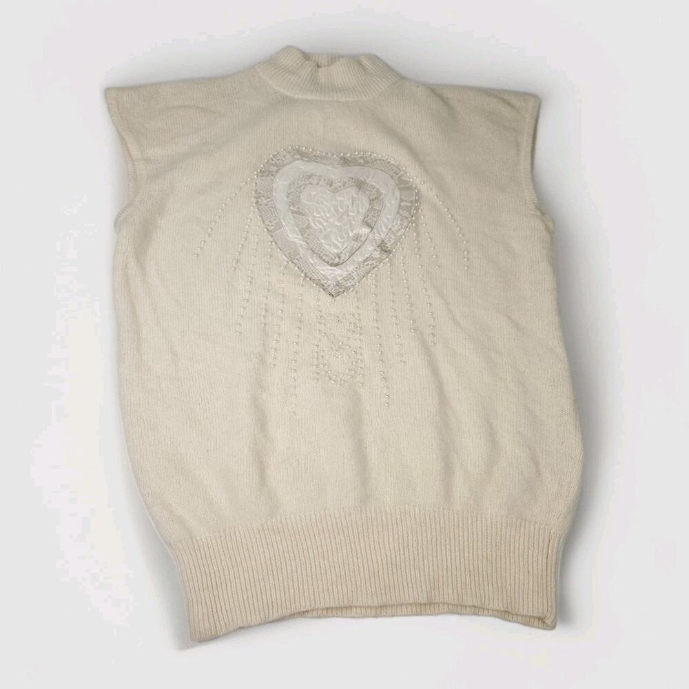 Dells Knit Embroidered Beaded Agona Wool Blend Vintage Sweater Vest Medium
